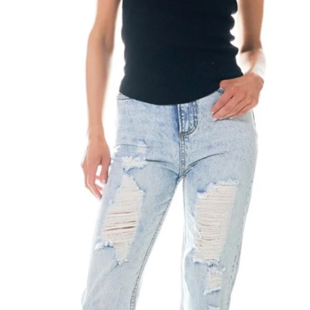 GREY LAB Light Blue Ripped Boyfriend Jeans